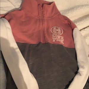 pink half zip pullover